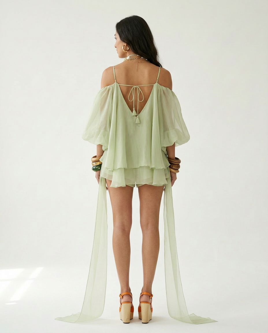 Ethereal Ruffled Mini Dress