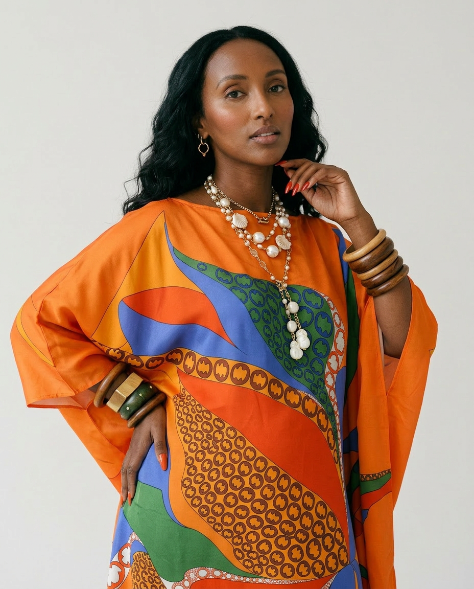 Energetic Printed Loose Kaftan