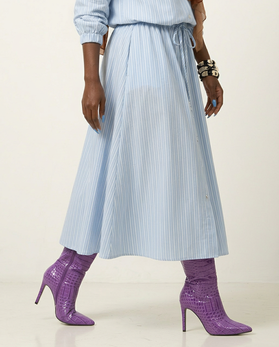 Refined Striped Drawstring Two-Piece Set
