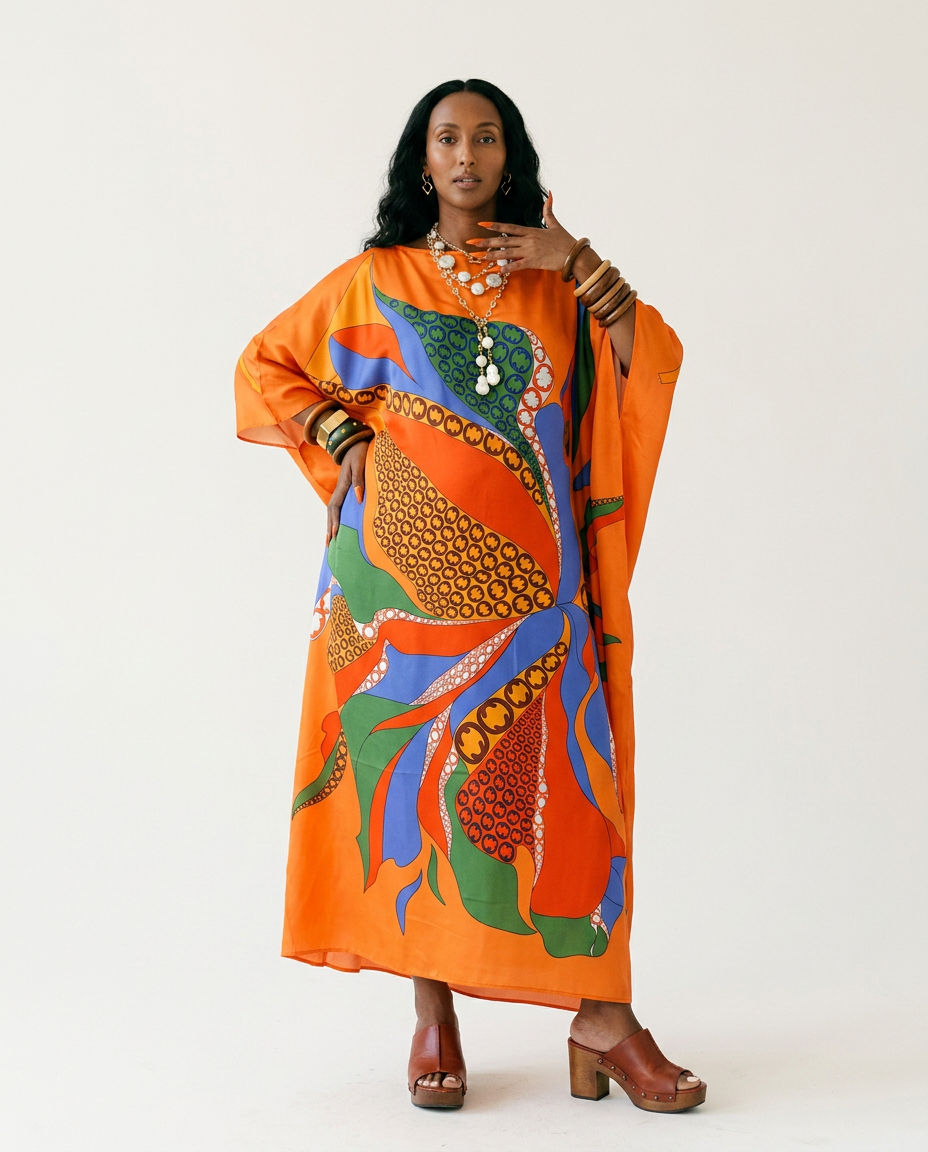 Energetic Printed Loose Kaftan