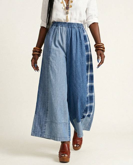 Unique Patchwork Wide Leg Trousers