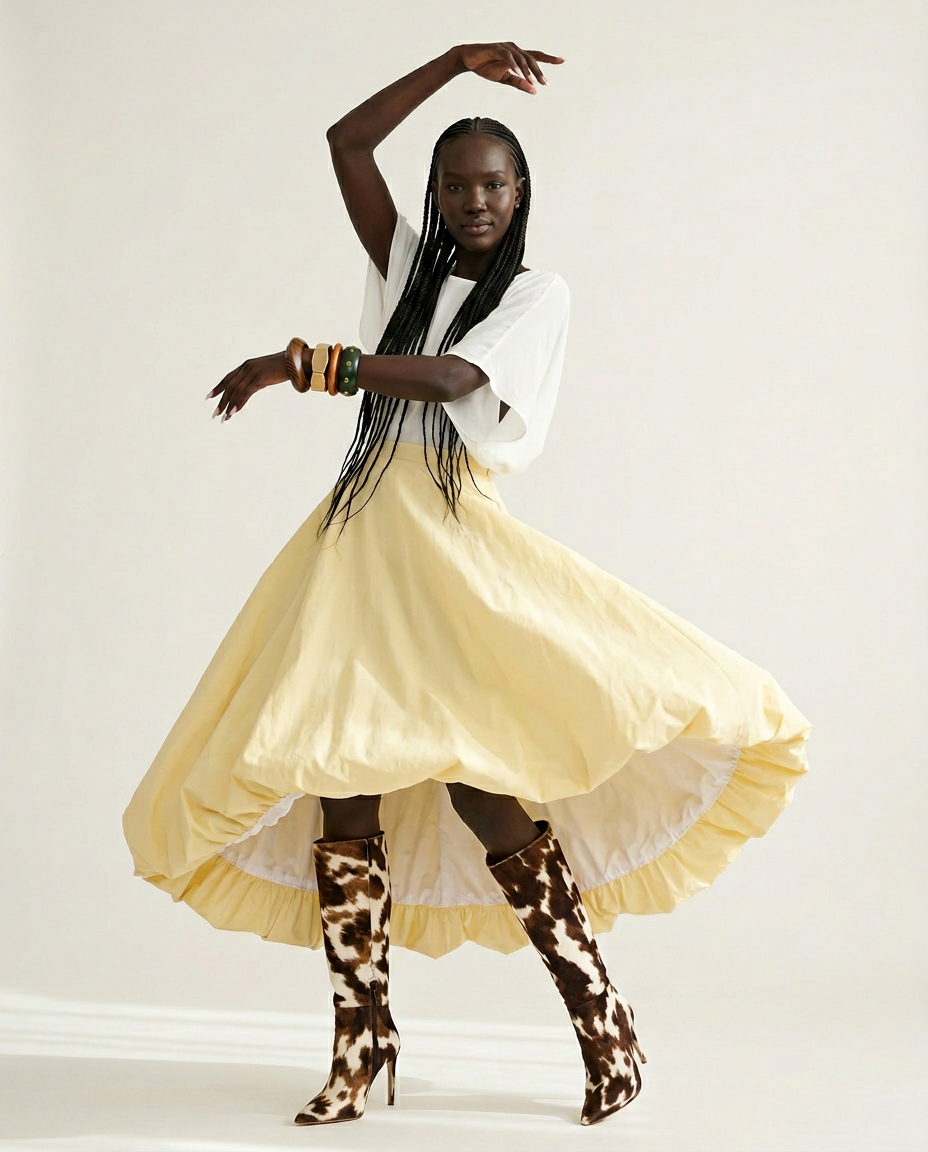 Radiant A-Line Polyester Maxi Skirt