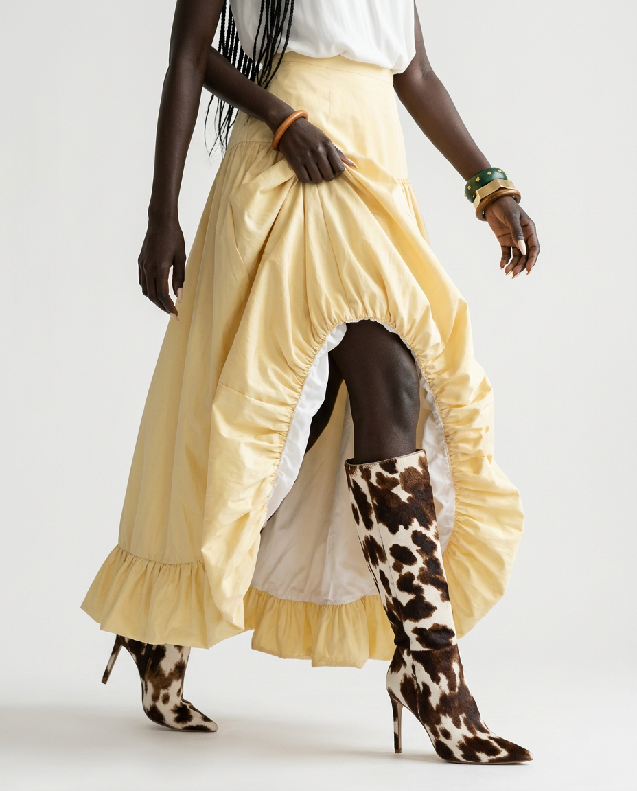 Radiant A-Line Polyester Maxi Skirt