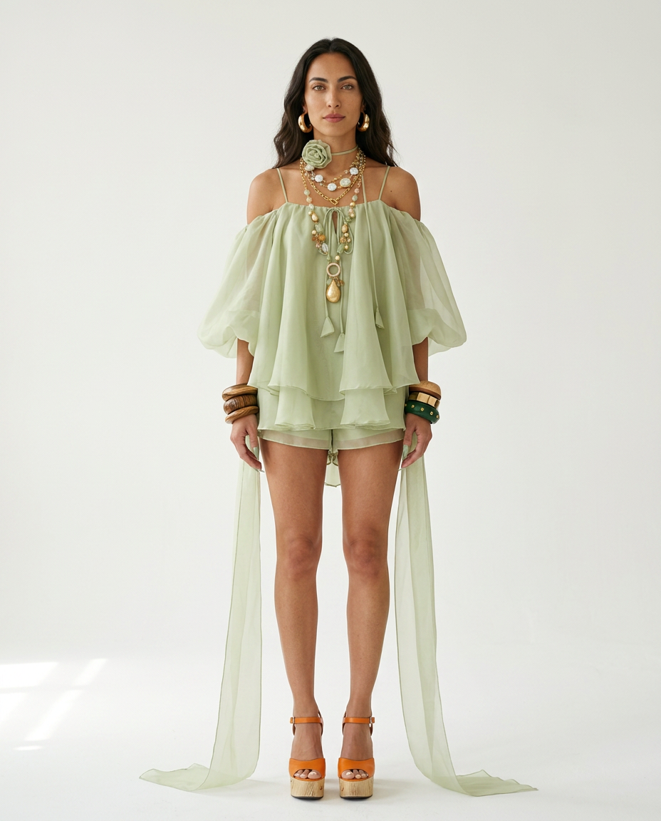 Ethereal Ruffled Mini Dress