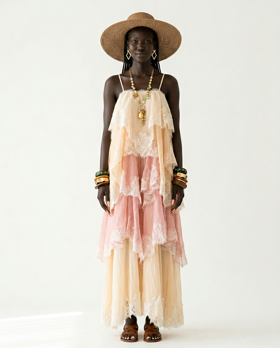 Divine Embroidered Tiered Maxi Dress