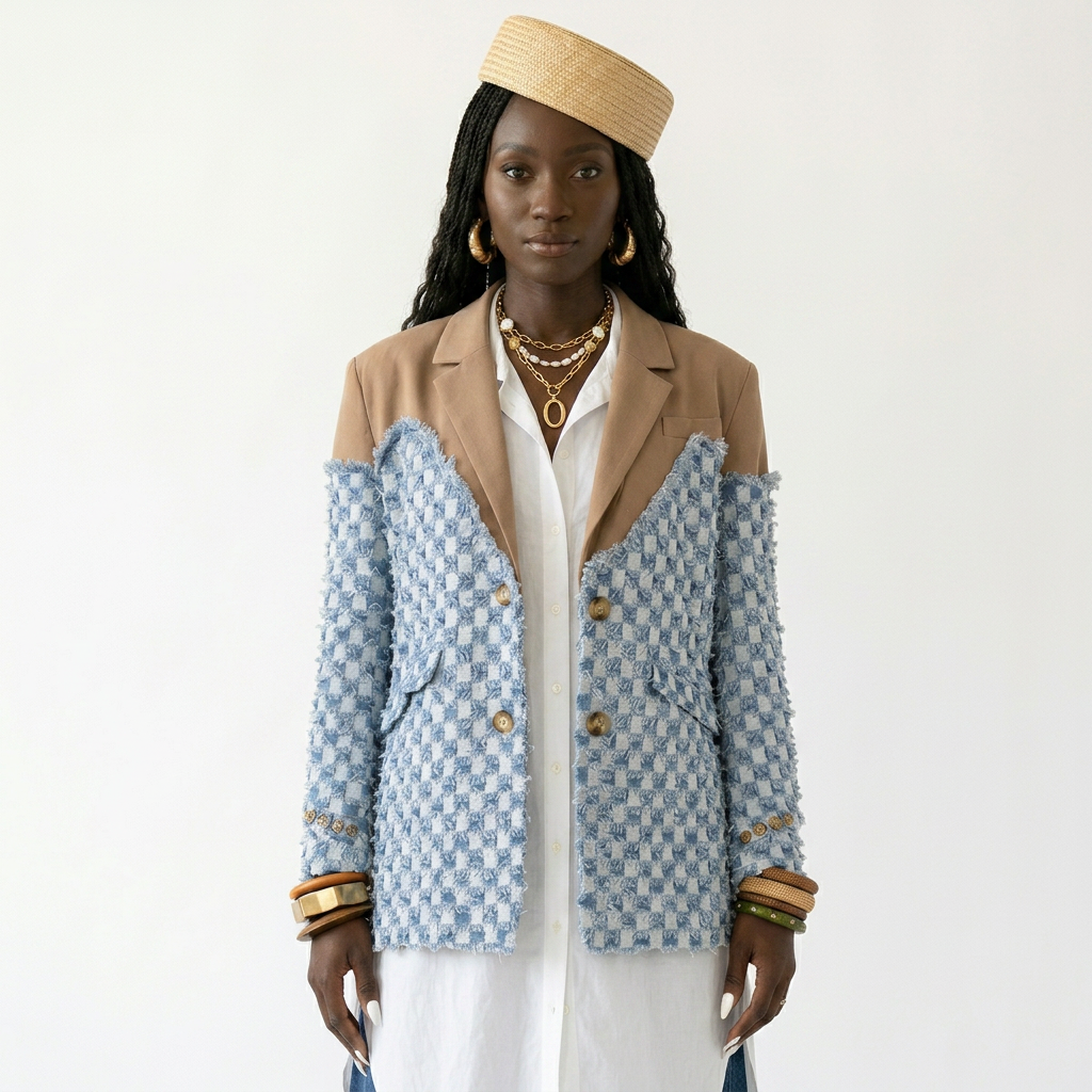 Audacious Spliced Raw Edge Blazer