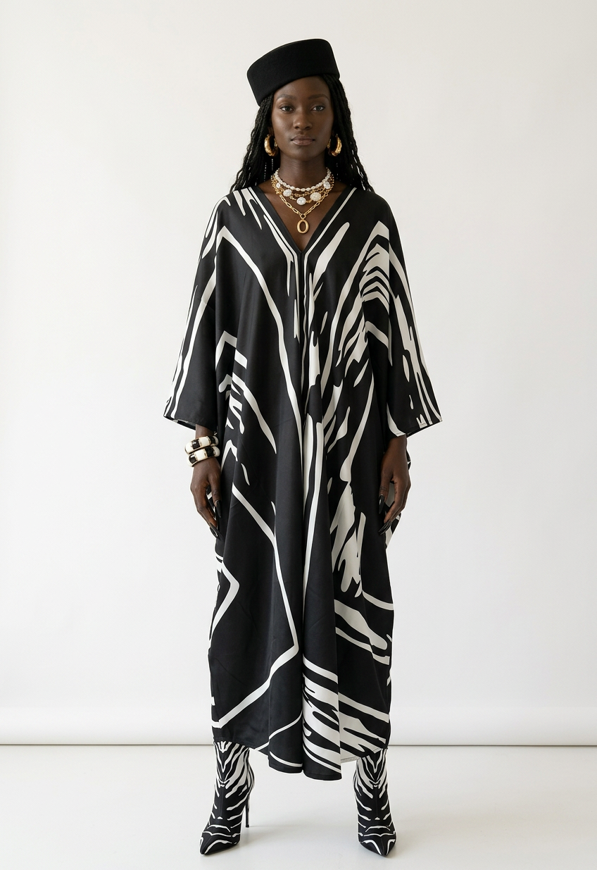 Sovereign Printed Silk Oversized Kaftan