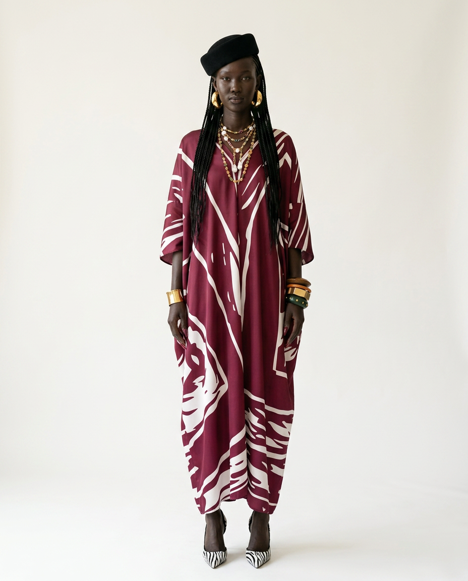 Sovereign Printed Silk Oversized Kaftan
