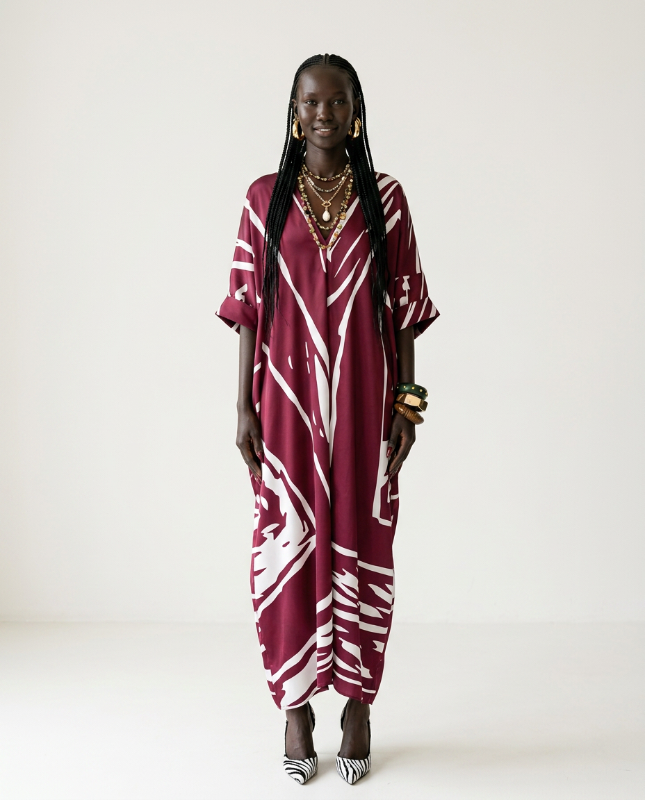 Sovereign Printed Silk Oversized Kaftan