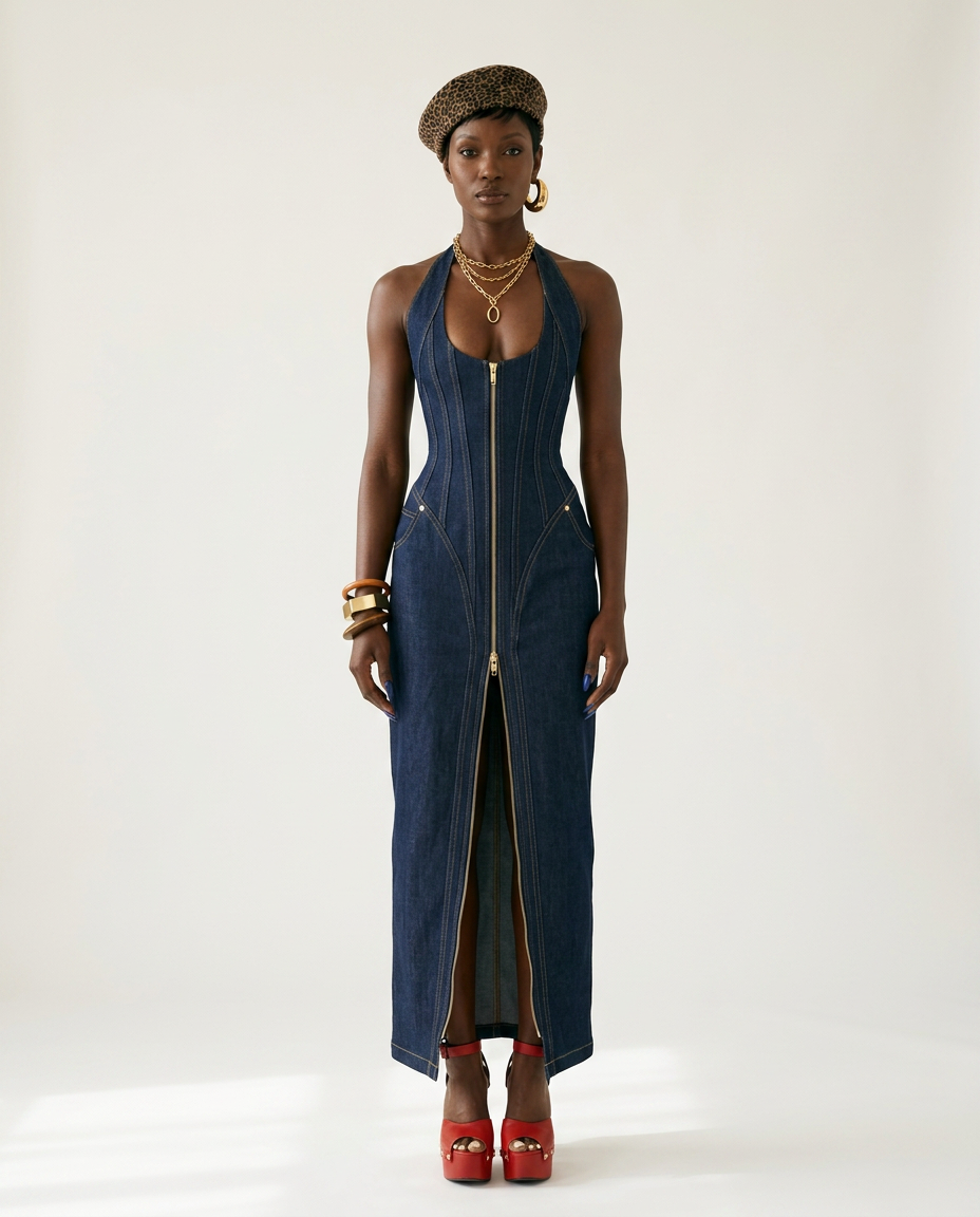 Fierce Backless Halter Maxi Dress