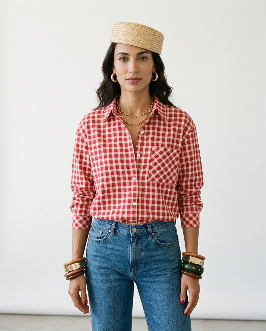 Adventurous Plaid Loose Blouse