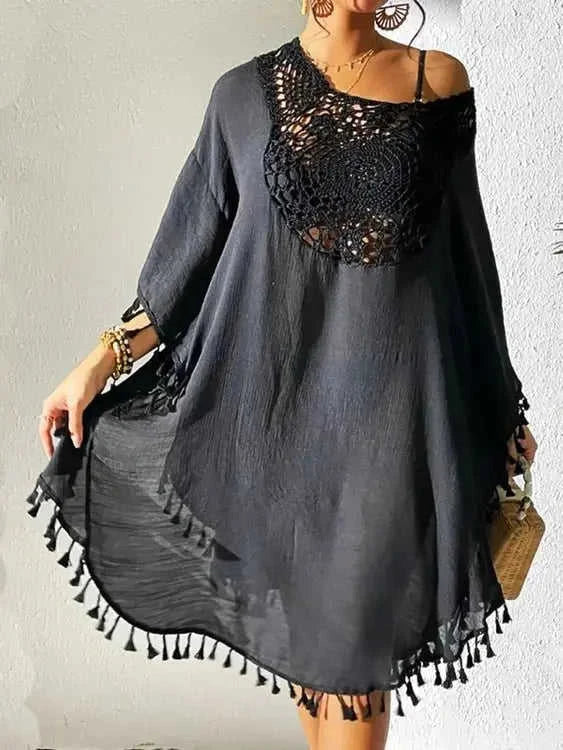 Tassel Cutout Cover-Up Dress for Effortless Summer Style Eco My Home Dresses Salty Season LLC ecomyhome.store United States