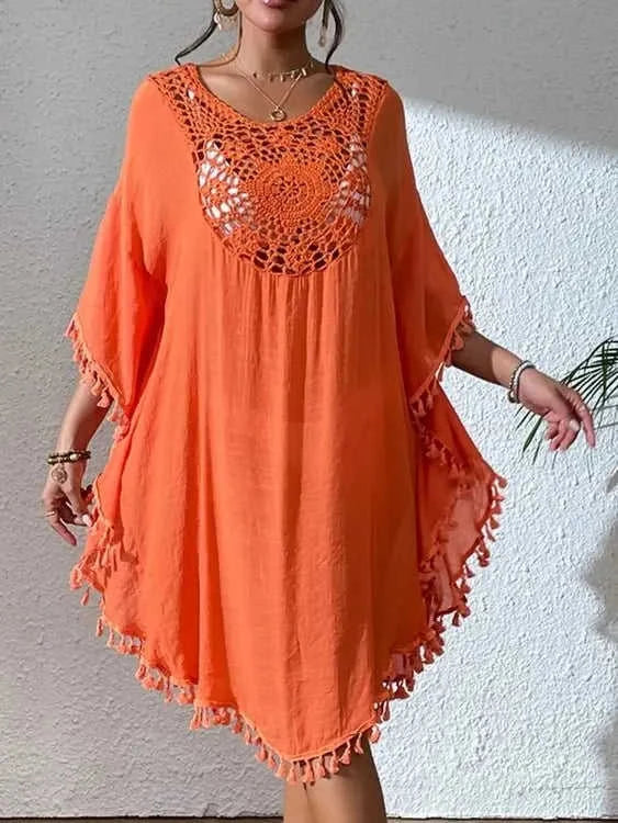 Tassel Cutout Cover-Up Dress for Effortless Summer Style Eco My Home Dresses Salty Season LLC ecomyhome.store United States