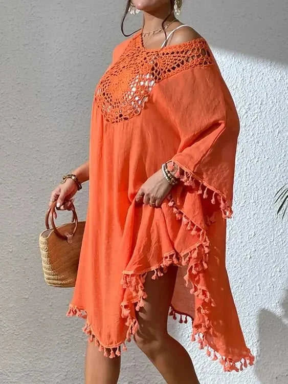 Tassel Cutout Cover-Up Dress for Effortless Summer Style Eco My Home Dresses Salty Season LLC ecomyhome.store United States