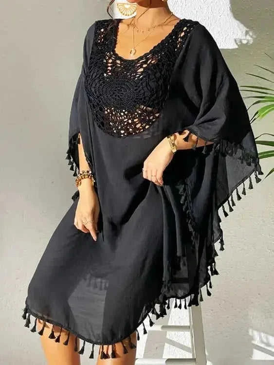 Tassel Cutout Cover-Up Dress for Effortless Summer Style Eco My Home Dresses Salty Season LLC ecomyhome.store United States