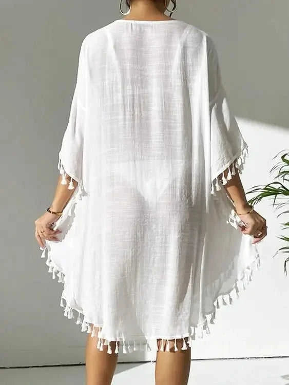 Tassel Cutout Cover-Up Dress for Effortless Summer Style Eco My Home Dresses Salty Season LLC ecomyhome.store United States