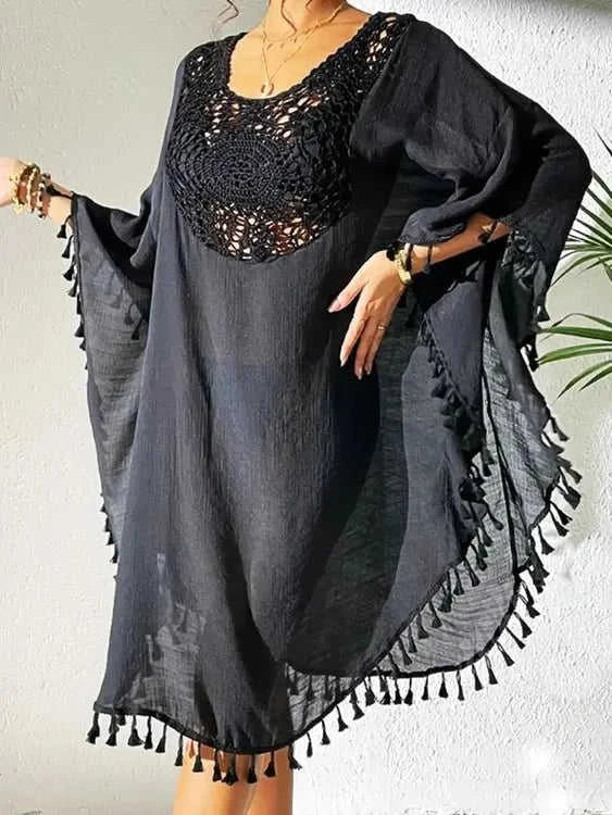 Tassel Cutout Cover-Up Dress for Effortless Summer Style Eco My Home Dresses Salty Season LLC ecomyhome.store United States