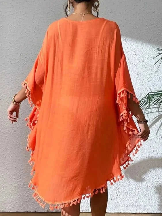 Tassel Cutout Cover-Up Dress for Effortless Summer Style Eco My Home Dresses Salty Season LLC ecomyhome.store United States