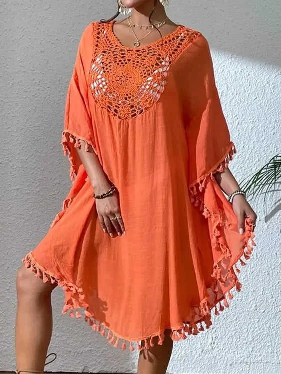 Tassel Cutout Cover-Up Dress for Effortless Summer Style Eco My Home Dresses Salty Season LLC ecomyhome.store United States
