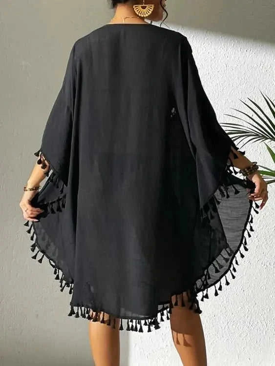 Tassel Cutout Cover-Up Dress for Effortless Summer Style Eco My Home Dresses Salty Season LLC ecomyhome.store United States