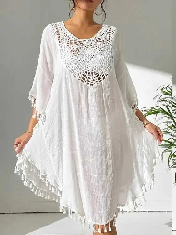 Tassel Cutout Cover-Up Dress for Effortless Summer Style Eco My Home Dresses Salty Season LLC ecomyhome.store United States