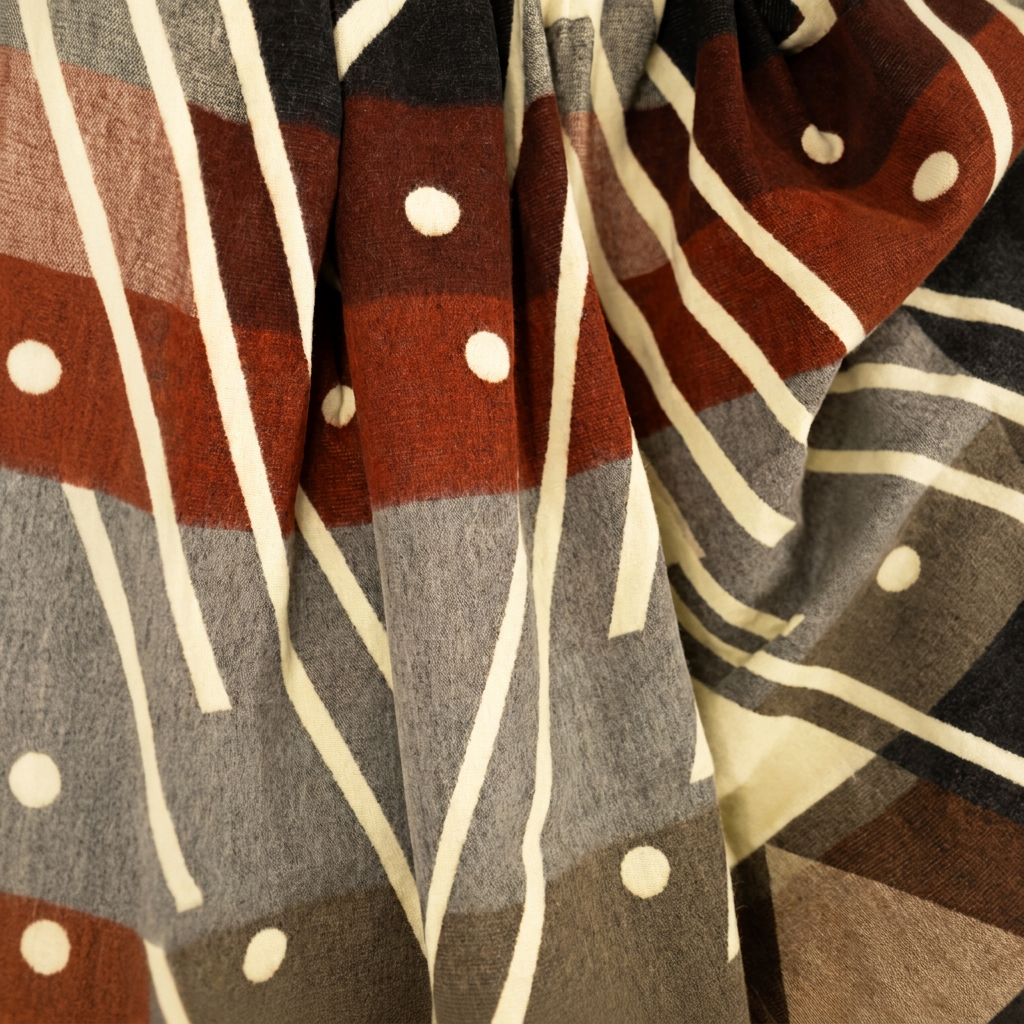 Reversible Handwoven Alpaca Throw Blanket | Chevron Gray, Brown, Red & Cream | Yachana Collection