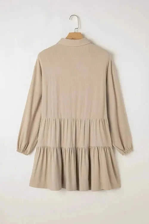 Tiered Balloon Sleeve Dress with Collared Neck Design Eco My Home Dress Salty Season LLC ecomyhome.store United States