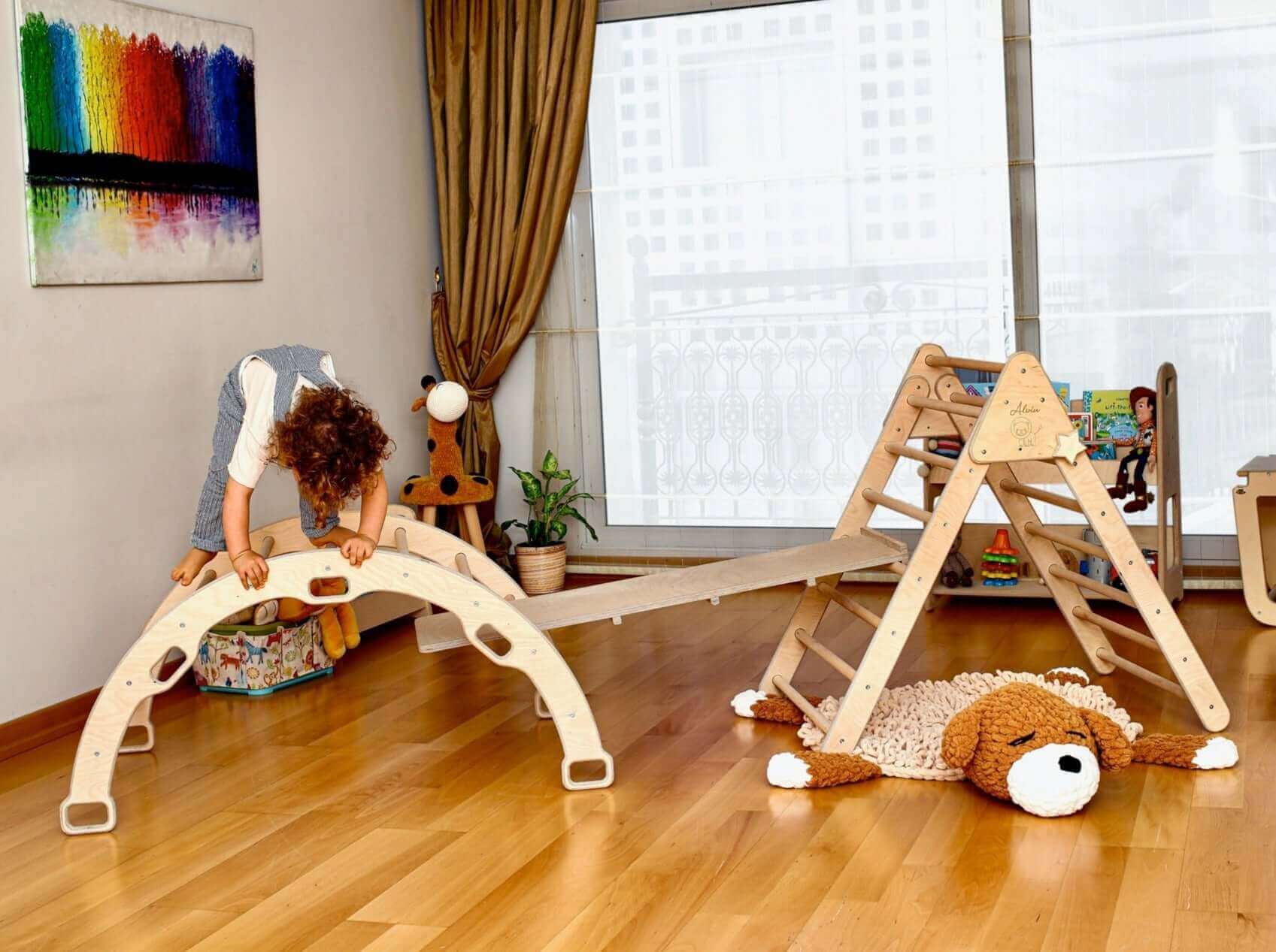 Climbing Triangle, Arch Rocker, Pillow, and 2in1 Ramp / 4 Pieces Set