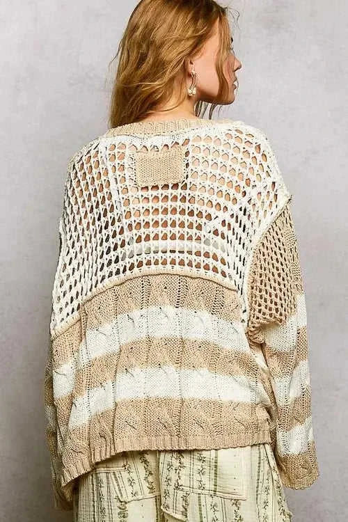 Twisted-Weave Earth-Tone Knit Top Eco My Home sweater Salty Season LLC ecomyhome.store United States