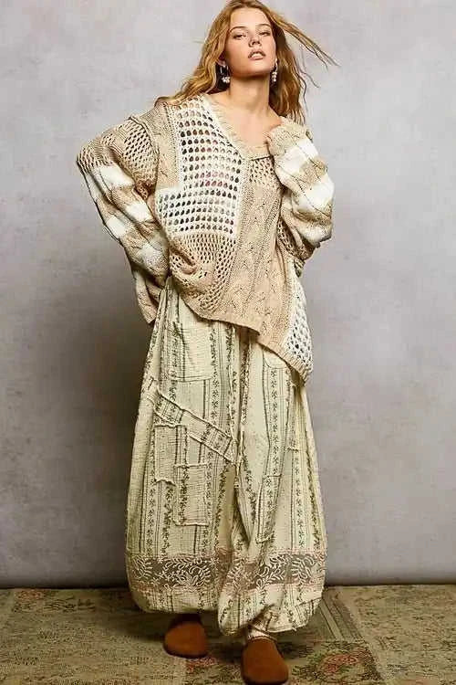 Twisted-Weave Earth-Tone Knit Top Eco My Home sweater Salty Season LLC ecomyhome.store United States
