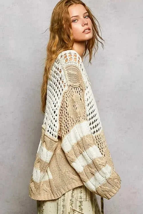 Twisted-Weave Earth-Tone Knit Top Eco My Home sweater Salty Season LLC ecomyhome.store United States