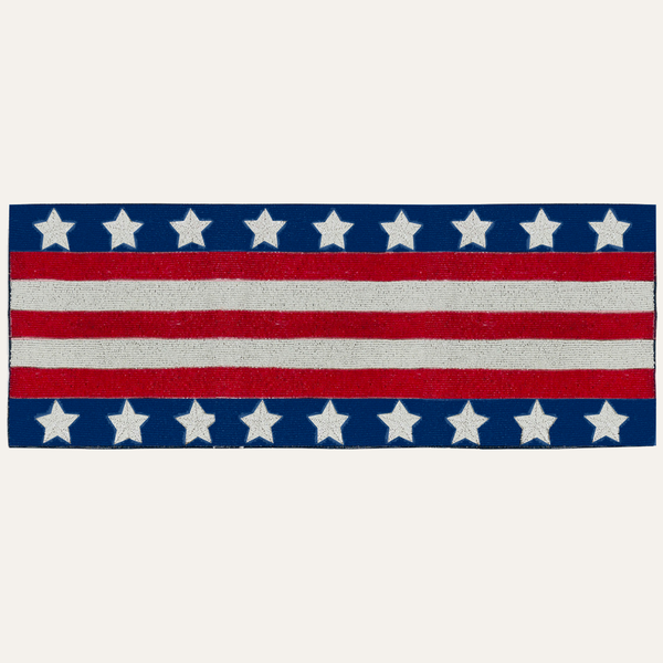 USA Flag Beaded Table Runner 13" x 54"
