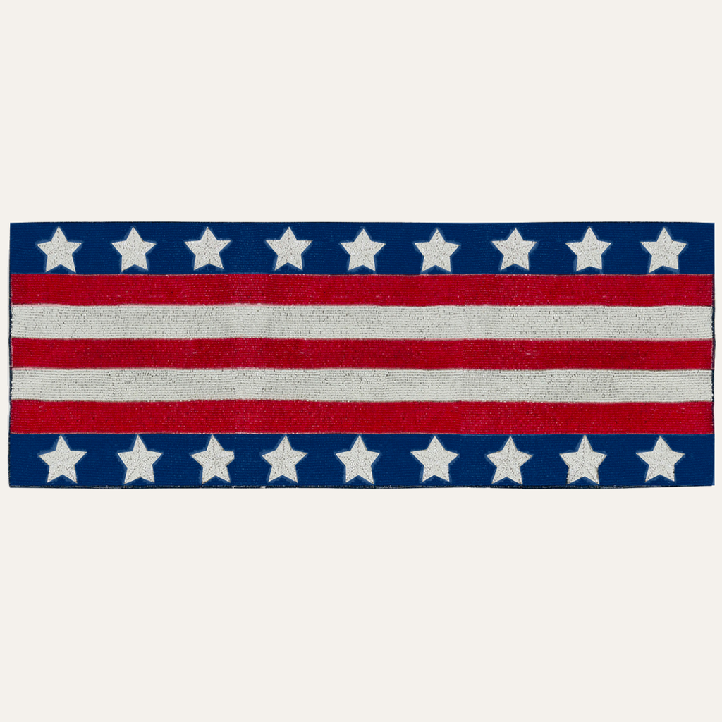 USA Flag Beaded Table Runner 13 x 35