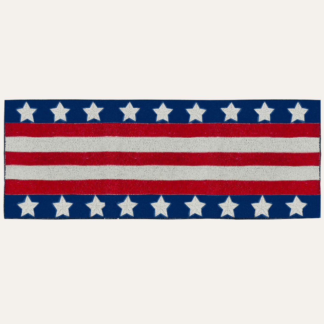 USA Flag Beaded Table Runner 13 x 35