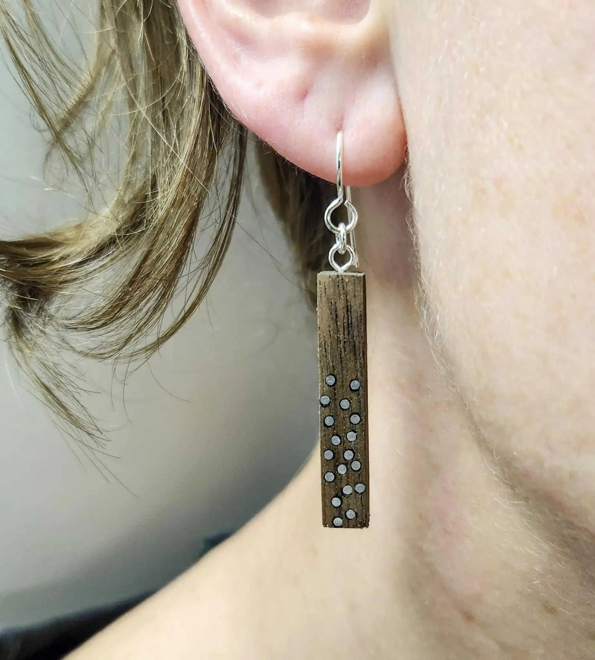 Walnut Drop Earrings | Steel Pin Inlay Eco My Home Earrings PRW Made ecomyhome.store United States