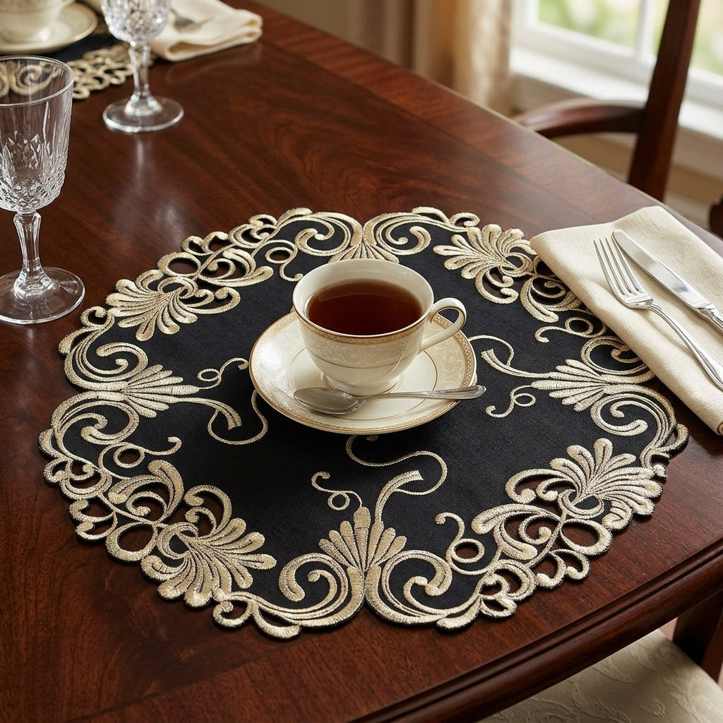 Black Gold Doilies – Golden Night, 15 Inch