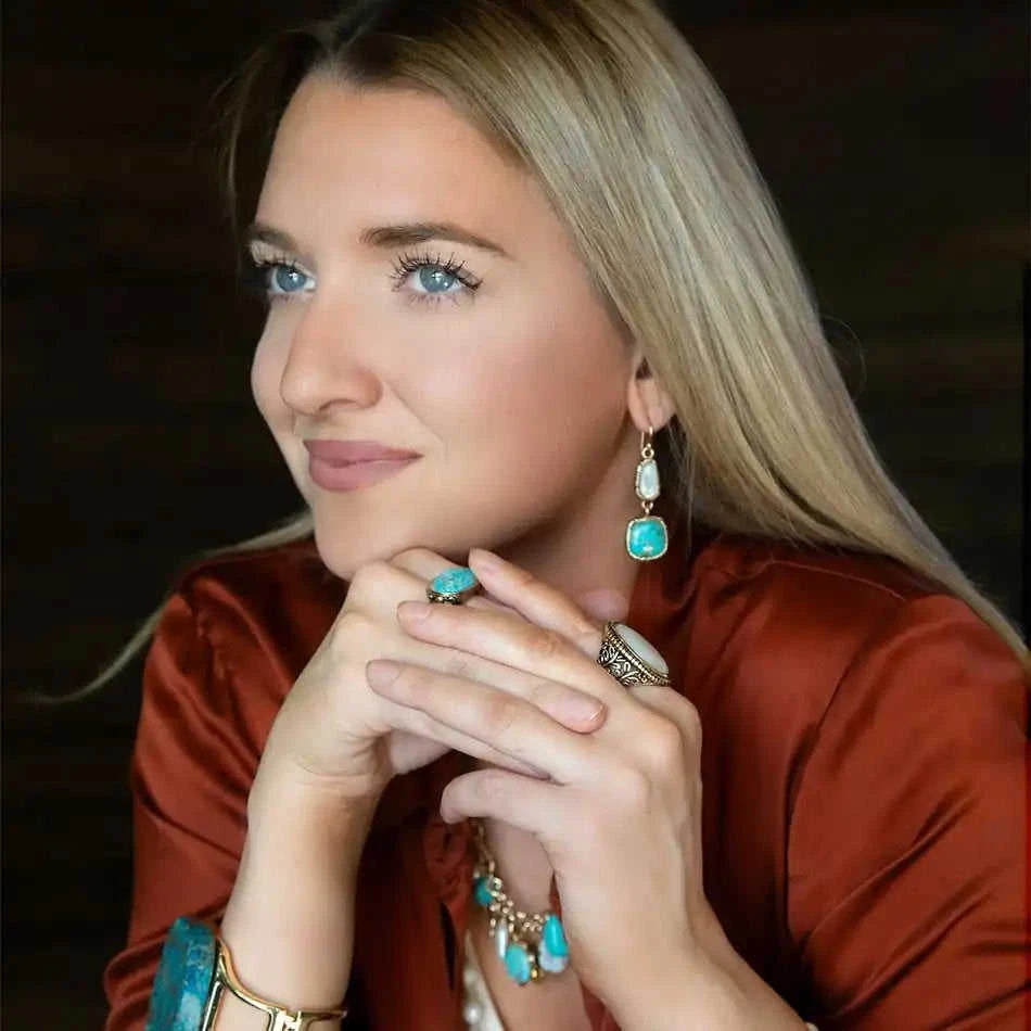 White Mother of Pearl and Blue turquoise Golden Bronze Drop Earrings Eco My Home Earrings Barse Jewelry ecomyhome.store United States