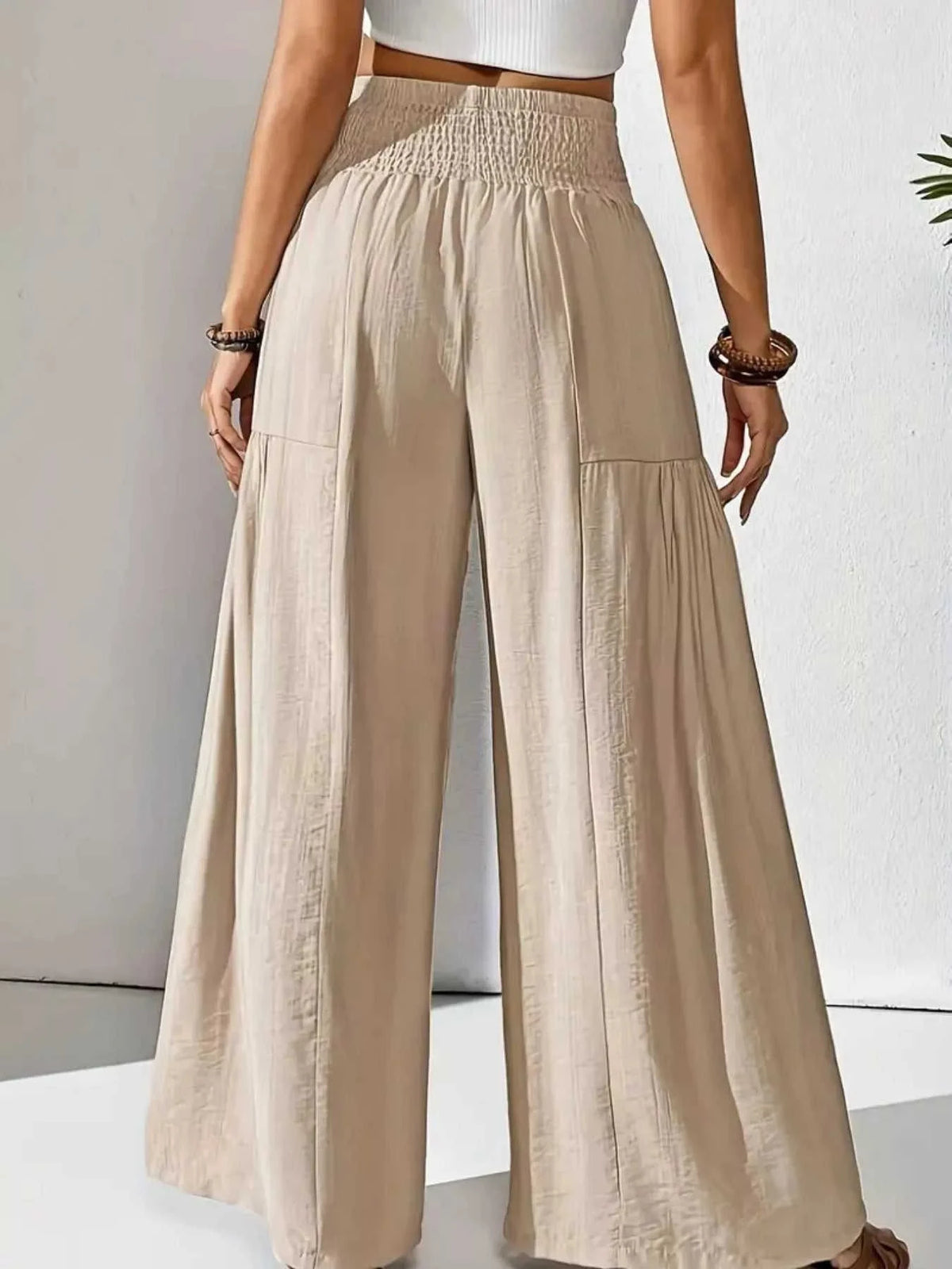 Wide Leg Smocked Waist Pants for Ultimate Comfort and Style Eco My Home  Salty Season LLC ecomyhome.store United States