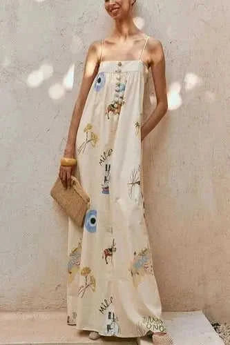 Women's Boho Cami Maxi Dress | Pockets, Stylish Bohemian | Casual Summer Eco My Home Dress Salty Season LLC ecomyhome.store United States