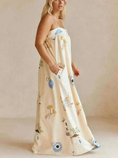 Women's Boho Cami Maxi Dress | Pockets, Stylish Bohemian | Casual Summer Eco My Home Dress Salty Season LLC ecomyhome.store United States