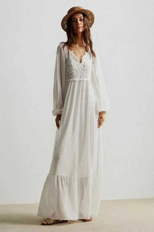 Women's Crochet Lace Maxi Dress | Boho, Elegant | Effortless Summer Style Eco My Home Dress Salty Season LLC ecomyhome.store United States