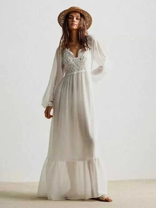 Women's Crochet Lace Maxi Dress | Boho, Elegant | Effortless Summer Style Eco My Home Dress Salty Season LLC ecomyhome.store United States