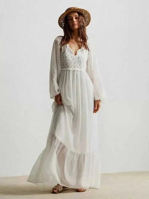Women's Crochet Lace Maxi Dress | Boho, Elegant | Effortless Summer Style Eco My Home Dress Salty Season LLC ecomyhome.store United States