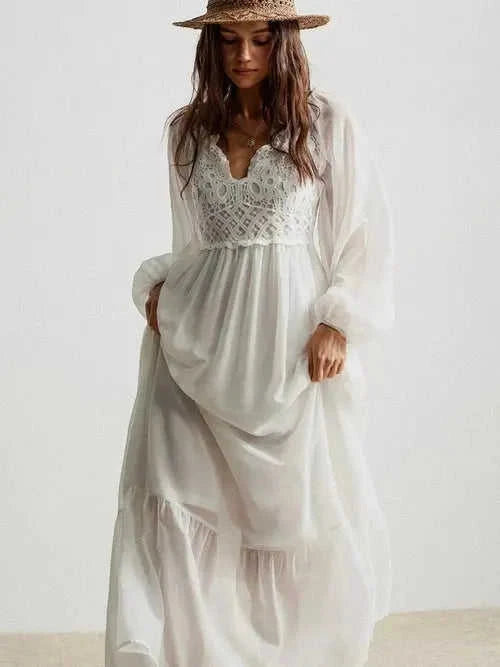 Women's Crochet Lace Maxi Dress | Boho, Elegant | Effortless Summer Style Eco My Home Dress Salty Season LLC ecomyhome.store United States