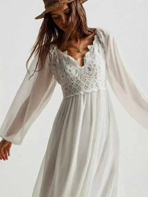 Women's Crochet Lace Maxi Dress | Boho, Elegant | Effortless Summer Style Eco My Home Dress Salty Season LLC ecomyhome.store United States