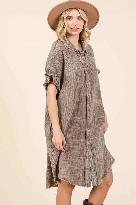 Women's Mini Dress | Mineral Wash, Cotton Gauze | Boho Casual Summer Dress Eco My Home Dress Salty Season LLC ecomyhome.store United States