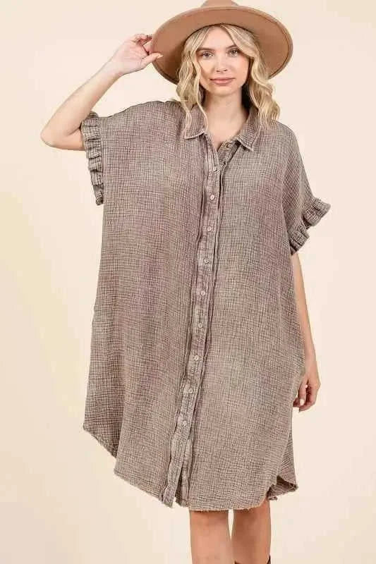 Women's Mini Dress | Mineral Wash, Cotton Gauze | Boho Casual Summer Dress Eco My Home Dress Salty Season LLC ecomyhome.store United States