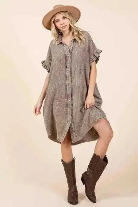 Women's Mini Dress | Mineral Wash, Cotton Gauze | Boho Casual Summer Dress Eco My Home Dress Salty Season LLC ecomyhome.store United States
