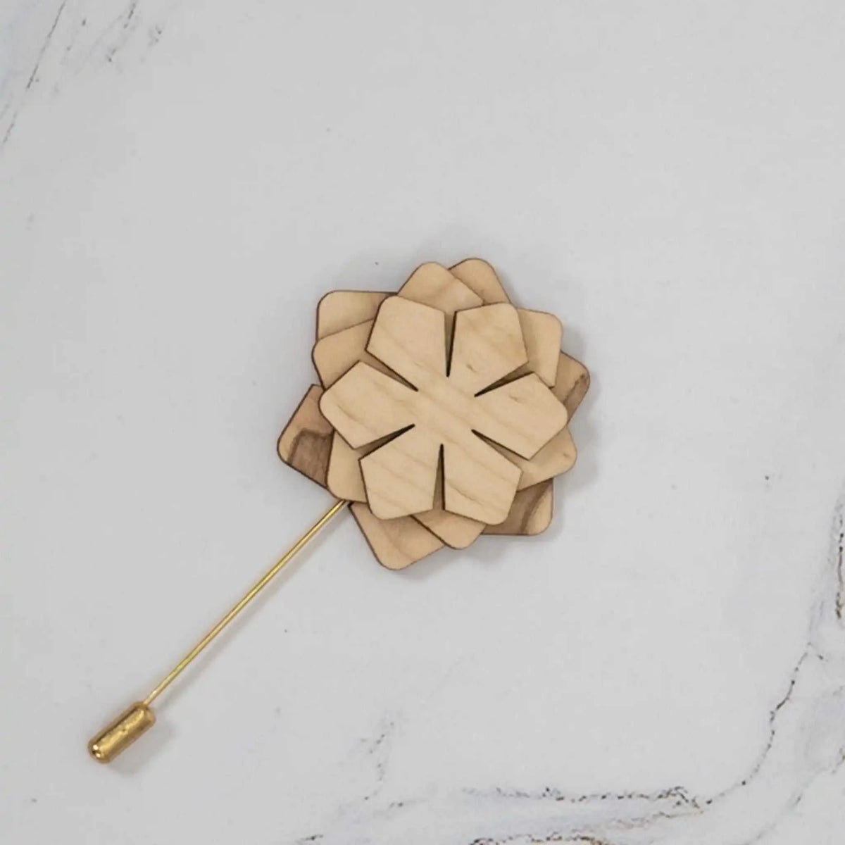 Wood Brooch | Layered Dahlia Rosette Eco My Home Brooch PRW Made ecomyhome.store United States