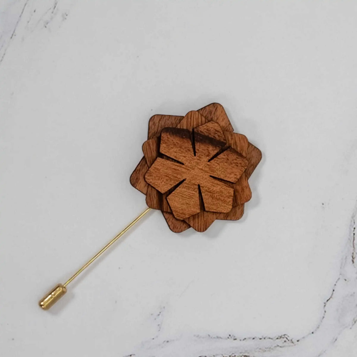 Wood Brooch | Layered Dahlia Rosette Eco My Home Brooch PRW Made ecomyhome.store United States